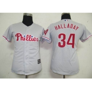 MLB Women Jerseys Philadephia Phillis #34 Halladay Grey