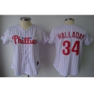 MLB Women Jerseys Philadephia Phillis #34 halladay white[Red strip]