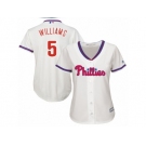 Wome Majestic Philadelphia Phillies #5 Nick Williams Replica Cream Alternate Cool Base MLB Jersey