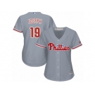 Women Majestic Philadelphia Phillies #19 Tommy Joseph Replica Grey Road Cool Base MLB Jersey