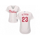 Women Majestic Philadelphia Phillies #23 Aaron Altherr Replica White Red Strip Home Cool Base MLB Jersey