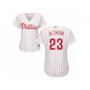 Women Majestic Philadelphia Phillies #23 Aaron Altherr Replica White Red Strip Home Cool Base MLB Jersey