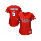 Women Majestic Philadelphia Phillies #5 Nick Williams Authentic Red Alternate Cool Base MLB Jersey