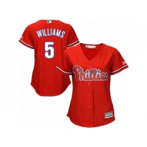 Women Majestic Philadelphia Phillies #5 Nick Williams Authentic Red Alternate Cool Base MLB Jersey