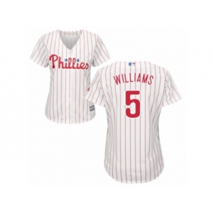 Women Majestic Philadelphia Phillies #5 Nick Williams Authentic White ed Strip Home Cool Base MLB Jersey