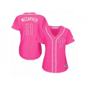 Women's Majestic Philadelphia Phillies #11 Tim McCarver Replica Pink Fashion Cool Base MLB Jersey