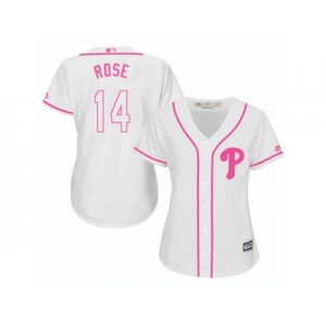 Women's Majestic Philadelphia Phillies #14 Pete Rose Replica White Fashion Cool Base MLB Jersey