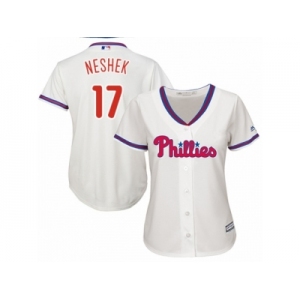 Women's Majestic Philadelphia Phillies #17 Pat Neshek Replica Cream Alternate Cool Base MLB Jersey