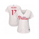 Women's Majestic Philadelphia Phillies #17 Pat Neshek Replica White Red Strip Home Cool Base MLB Jersey