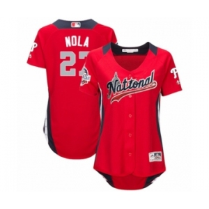 Women's Majestic Philadelphia Phillies #27 Aaron Nola Game Red National League 2018 MLB All-Star MLB Jersey