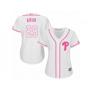 Women's Majestic Philadelphia Phillies #29 John Kruk Replica White Fashion Cool Base MLB Jersey