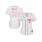 Women's Majestic Philadelphia Phillies #30 Dave Cash Replica White Fashion Cool Base MLB Jersey