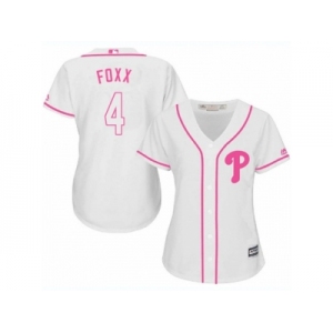 Women's Majestic Philadelphia Phillies #4 Jimmy Foxx Replica White Fashion Cool Base MLB Jersey