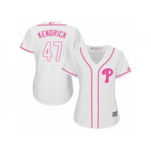 Women's Majestic Philadelphia Phillies #47 Howie Kendrick Replica White Fashion Cool Base MLB Jersey