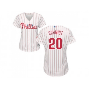 Women's Philadelphia Phillies #20 Mike Schmidt White(Red Strip) Home Stitched MLB Jersey