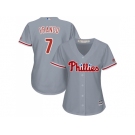 Women's Philadelphia Phillies #7 Maikel Franco Grey Road Stitched MLB Jersey