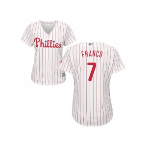 Women's Philadelphia Phillies #7 Maikel Franco White(Red Strip) Home Stitched MLB Jersey