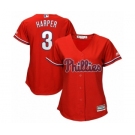 Women's Philadelphia Phillies Bryce Harper Majestic Scarlet Cool Base Replica Player Jersey