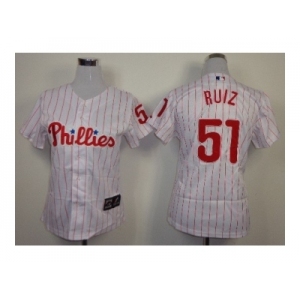 women mlb jerseys philadelphia phillies #51 ruiz white[red strip]