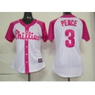 women mlb philadephia phillies #3 pence white pink[2012]