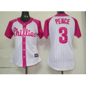 women mlb philadephia phillies #3 pence white pink[2012]