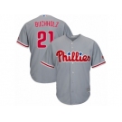 Youth Majestic Philadelphia Phillies #21 Clay Buchholz Replica Grey Road Cool Base MLB Jersey