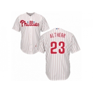 Youth Majestic Philadelphia Phillies #23 Aaron Altherr Authentic White Red Strip Home Cool Base MLB Jersey