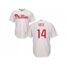 Youth Philadelphia Phillies #14 Pete Rose White(Red Strip) Cool Base Stitched MLB Jersey