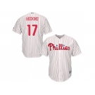 Youth Philadelphia Phillies #17 Rhys Hoskins White(Red Strip) Cool Base Stitched MLB Jersey