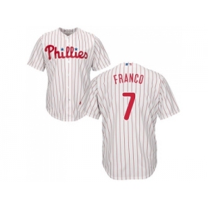 Youth Philadelphia Phillies #7 Maikel Franco White(Red Strip) Cool Base Stitched MLB Jersey
