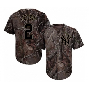 Youth Majestic New York Yankees #2 Derek Jeter Authentic Camo Realtree Collection Flex Base MLB Jersey