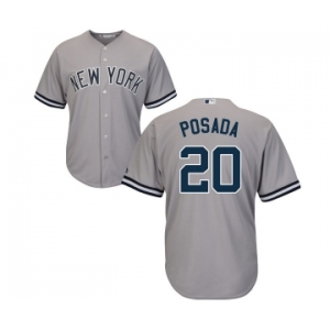 Youth Majestic New York Yankees #20 Jorge Posada Authentic Grey Road MLB Jersey