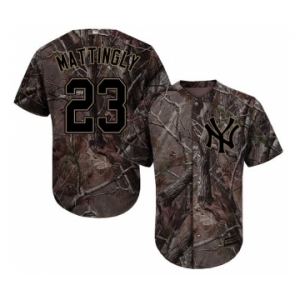 Youth Majestic New York Yankees #23 Don Mattingly Authentic Camo Realtree Collection Flex Base MLB Jersey