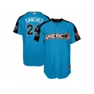 Youth Majestic New York Yankees #24 Gary Sanchez Replica Blue American League 2017 MLB All-Star MLB Jersey