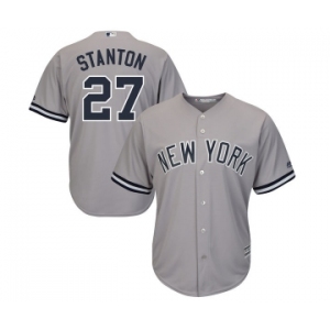 Youth Majestic New York Yankees #27 Giancarlo Stanton Authentic Grey Road MLB Jersey