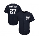 Youth Majestic New York Yankees #27 Giancarlo Stanton Authentic Navy Blue Alternate MLB Jersey