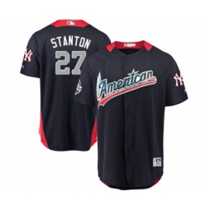 Youth Majestic New York Yankees #27 Giancarlo Stanton Game Navy Blue American League 2018 MLB All-Star MLB Jersey