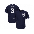 Youth Majestic New York Yankees #3 Babe Ruth Authentic Navy Blue Alternate MLB Jersey
