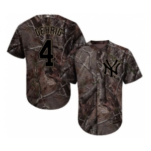 Youth Majestic New York Yankees #4 Lou Gehrig Authentic Camo Realtree Collection Flex Base MLB Jersey