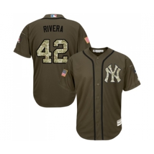 Youth Majestic New York Yankees #42 Mariano Rivera Authentic Green Salute to Service MLB Jersey