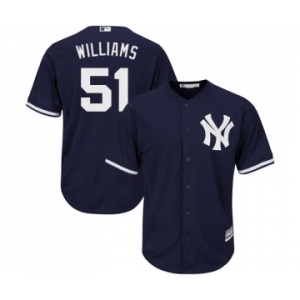 Youth Majestic New York Yankees #51 Bernie Williams Authentic Navy Blue Alternate MLB Jersey