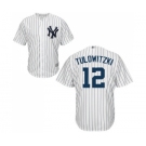 Youth New York Yankees #12 Troy Tulowitzki Authentic White Home Baseball Jersey