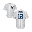 Youth New York Yankees #12 Wade Boggs Authentic White Home Baseball Jersey