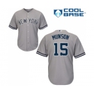 Youth New York Yankees #15 Thurman Munson Authentic Grey Road Baseball Jersey