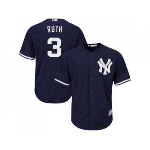 Youth New York Yankees #3 Babe Ruth Navy blue Cool Base Stitched MLB Jersey