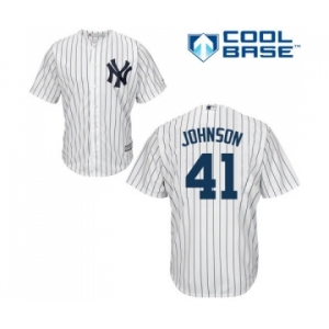 Youth New York Yankees #41 Randy Johnson Authentic White Home Baseball Jersey