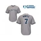 Youth New York Yankees #7 Mickey Mantle Stitched Grey MLB Jersey