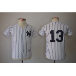 Youth mlb jerseys new york yankees #13 alex rodriguez white(black stripe)
