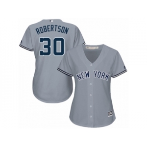 Women Majestic New York Yankees #30 David Robertson Authentic Grey Road MLB Jersey
