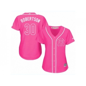 Women Majestic New York Yankees #30 David Robertson Replica Pink Fashion Cool Base MLB Jersey